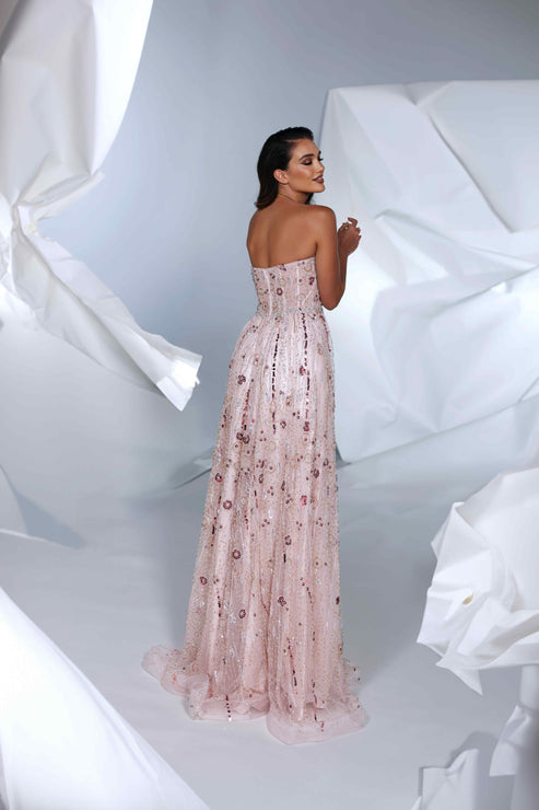 Modessa Couture M24618 Prom Long A Line Slit Formal Beaded Dress