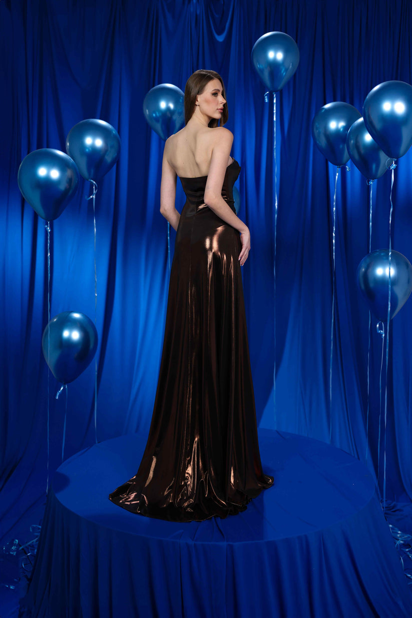 Modessa Couture M24637 Pleated Slit Long Formal Evening Prom Dress