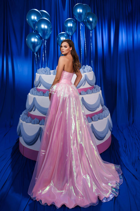 Modessa Couture M24638 Prom Long Metallic Formal Slit Dress