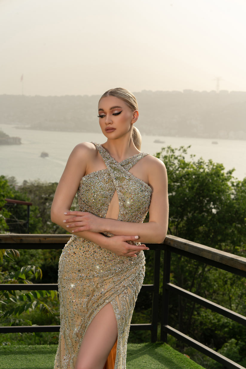 Modessa Couture M24645 Slit Formal Long Prom Dress