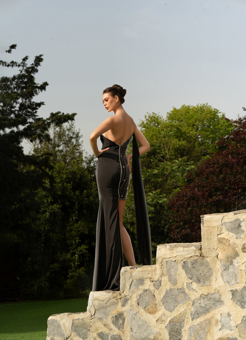 Modessa Couture M24646 Formal High Low Prom Slit Dress