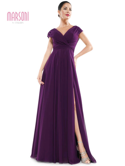 Marsoni Mother of the Bride Long Formal Dress 251 - The Dress Outlet Eggplant