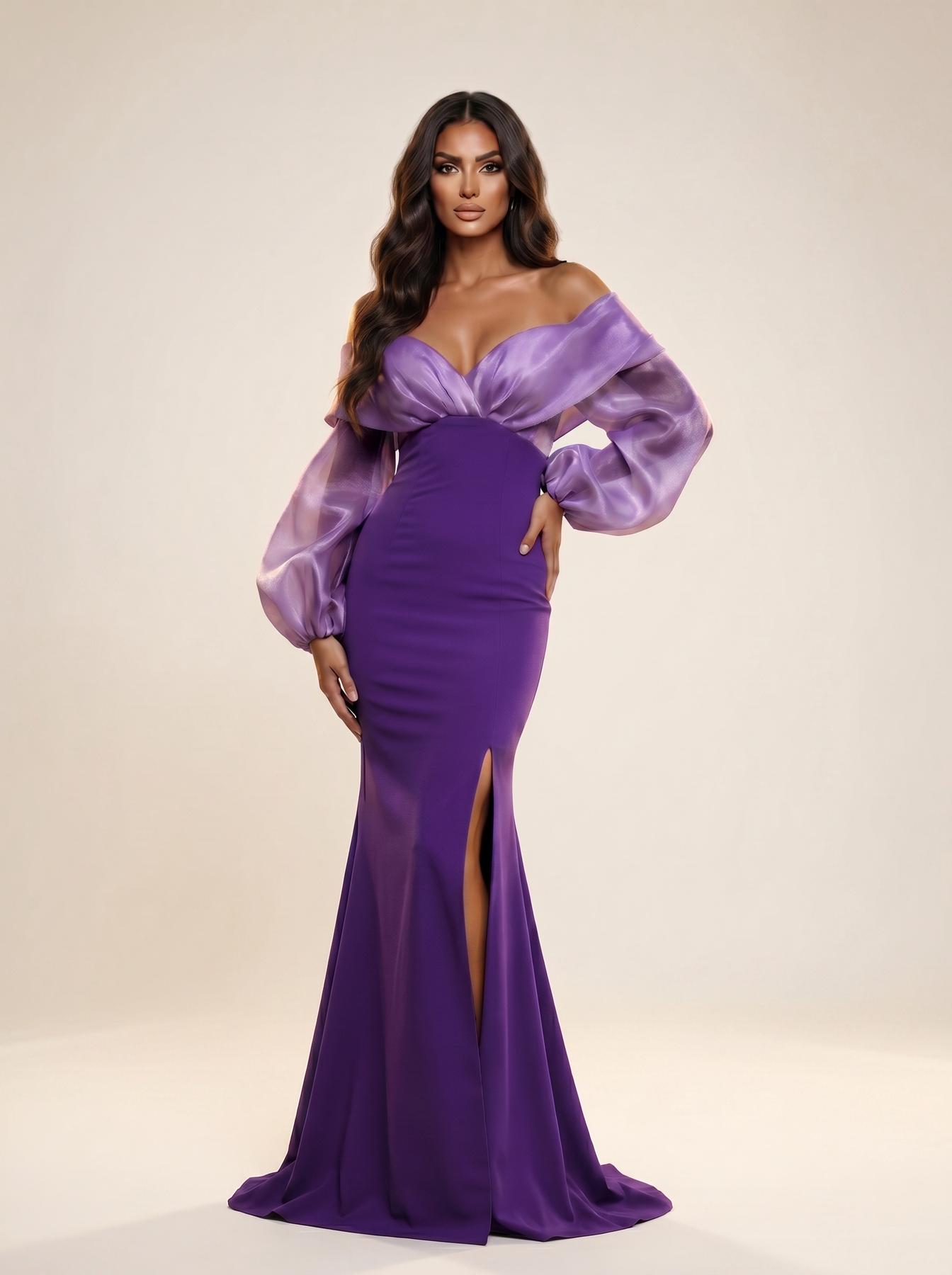 Off-the-Shoulder Floor-Length Organza Formal Mermaid Modessa Couture 26703