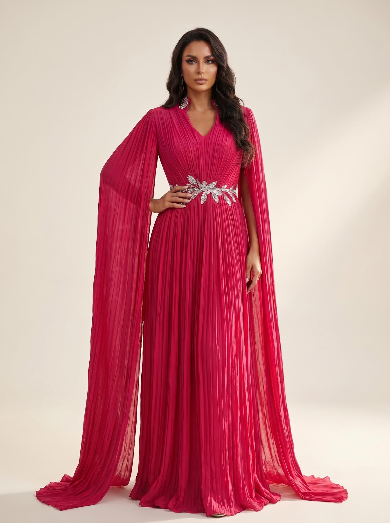 V-Neck Floor-Length Chiffon Formal A-Line Modessa Couture 26736
