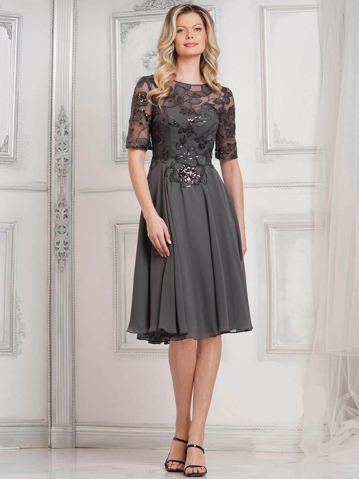 Marsoni M286S Short Formal Sequin Knee Length Dress - Navy / 16 Marsoni M286S Short Formal Sequin Knee Length Dress - Navy / 16