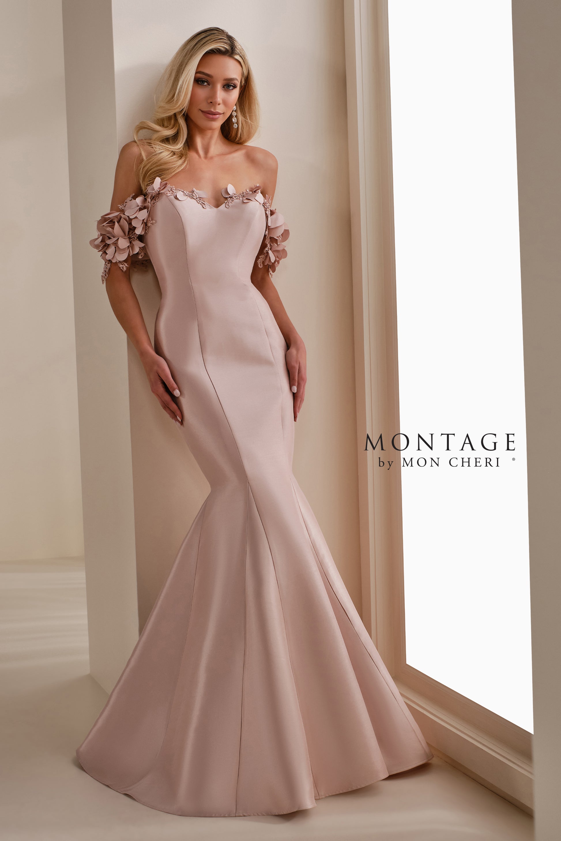 Montage M3101 Long Formal Mermaid 3D Floral Evening Dress