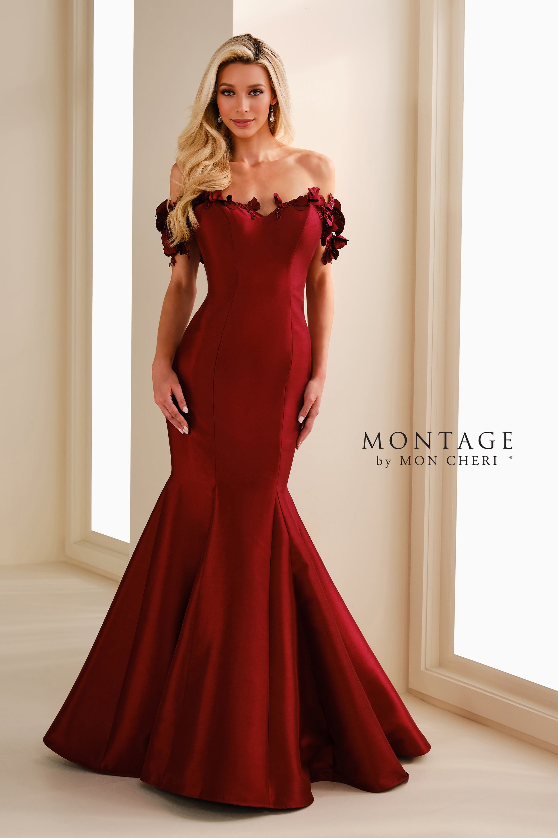 Montage M3101 Long Formal Mermaid 3D Floral Evening Dress