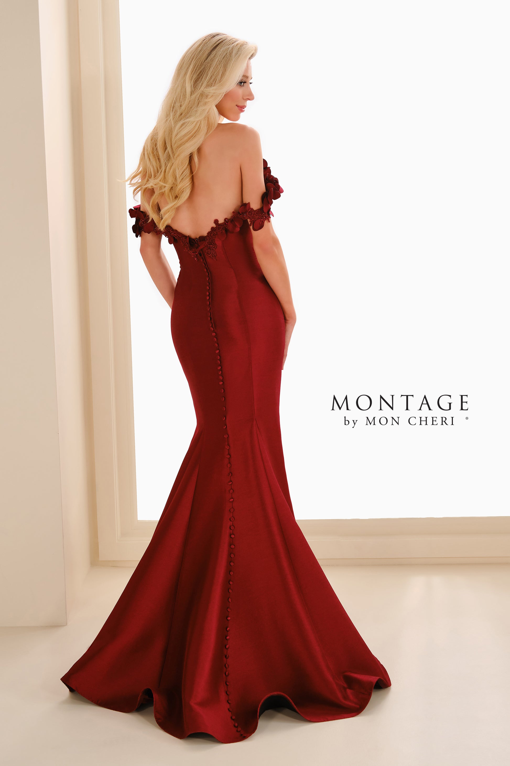 Montage M3101 Long Formal Mermaid 3D Floral Evening Dress