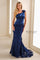 Formal Dresses Pleated Long Formal Mermaid Floral Evening Dress Blue Willow