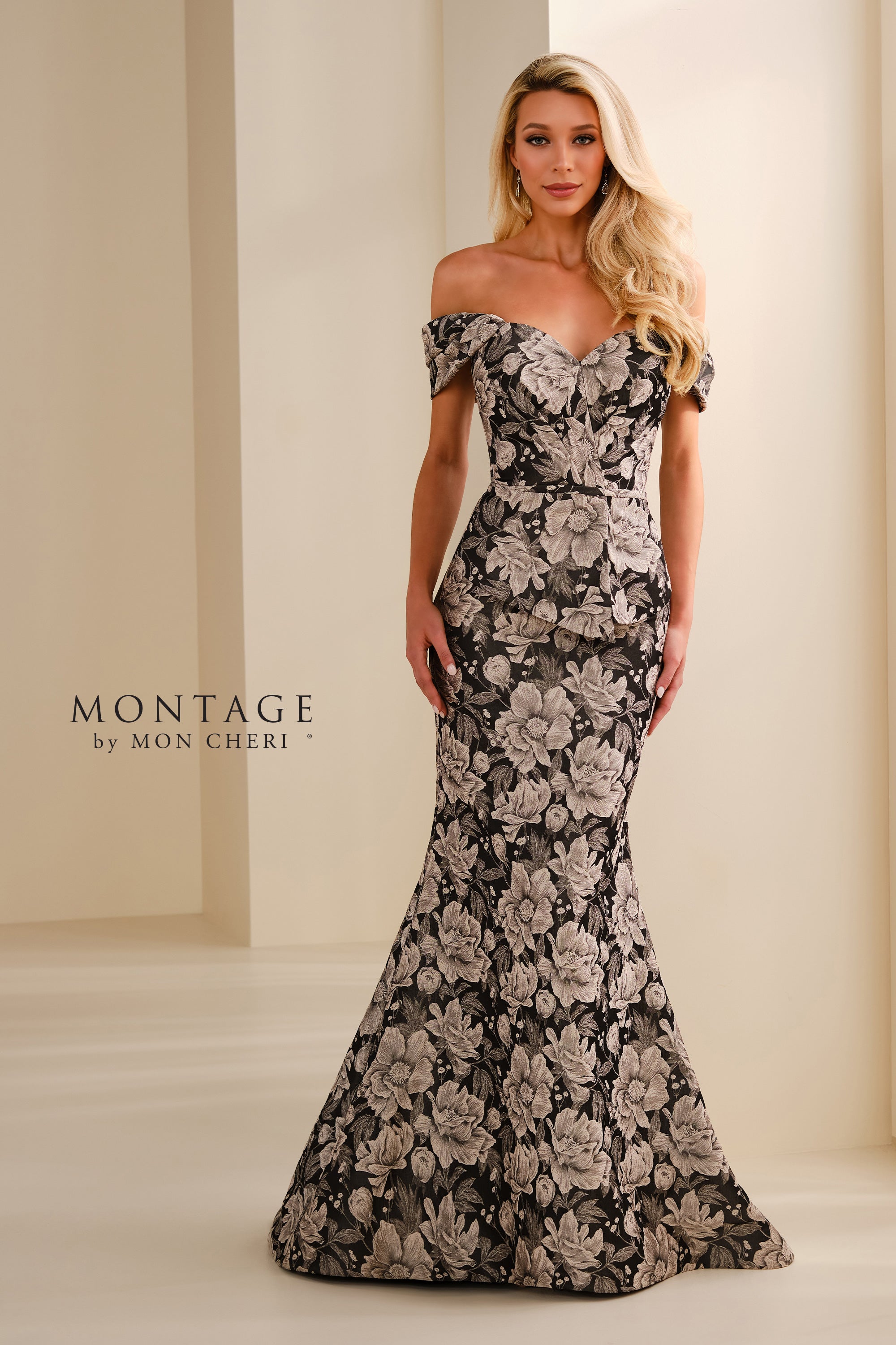 Formal Dresses Mermaid Long Formal Floral Evening Gown Oyster