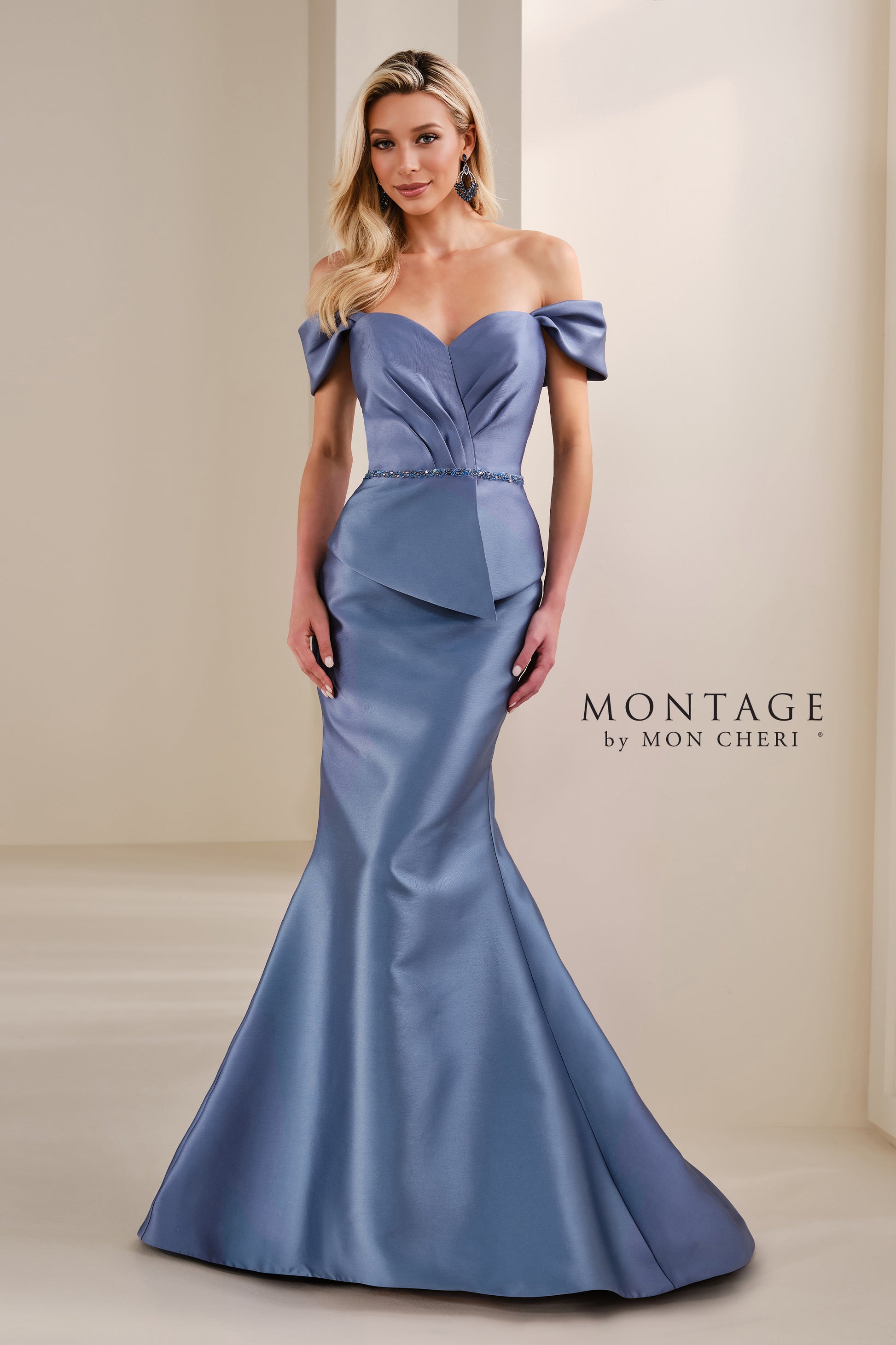 Montage M3106MKD Long Formal Pleated Mermaid Evening Gown