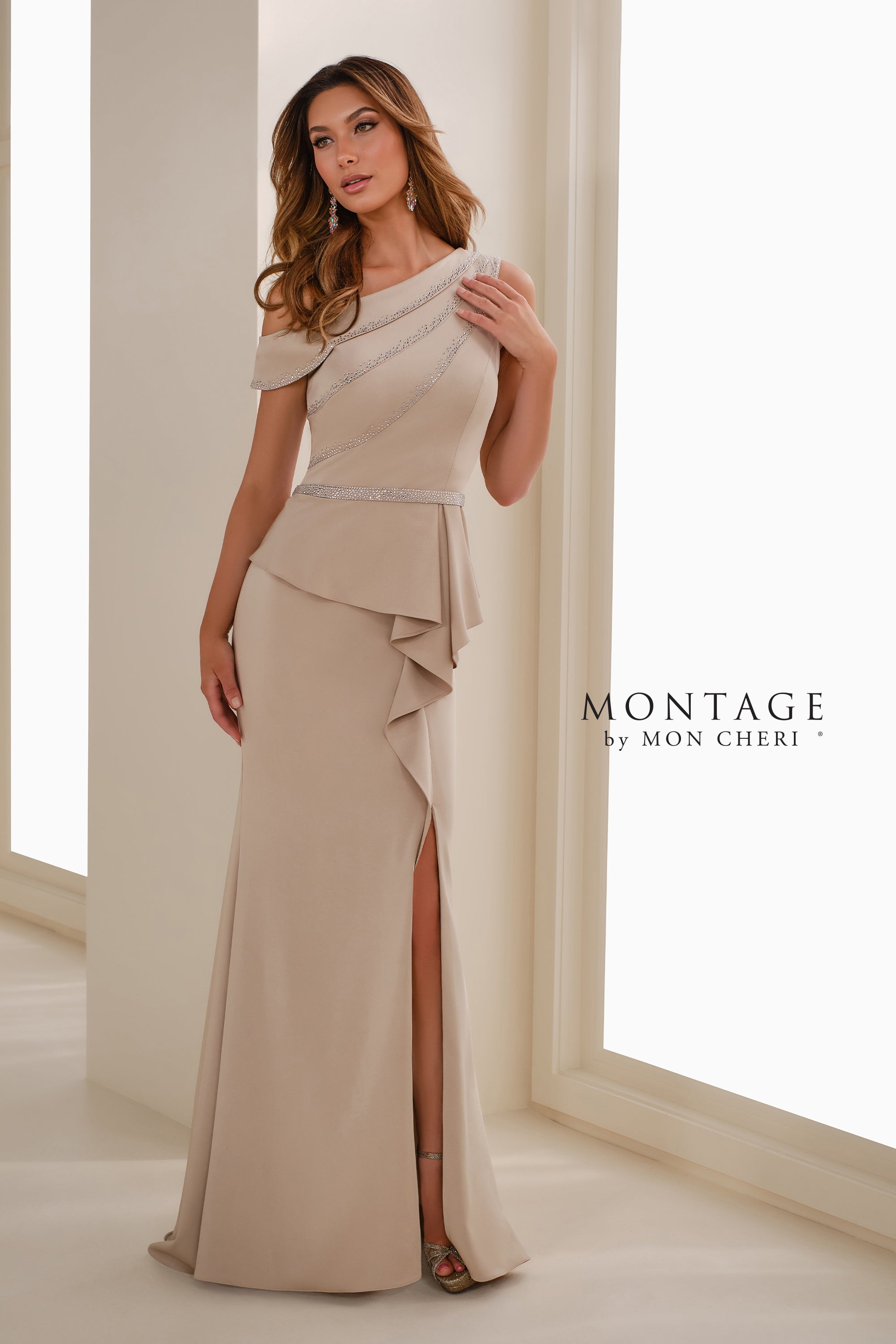 Formal Dresses Long Mermaid Peplum Formal Evening Dress Oyster