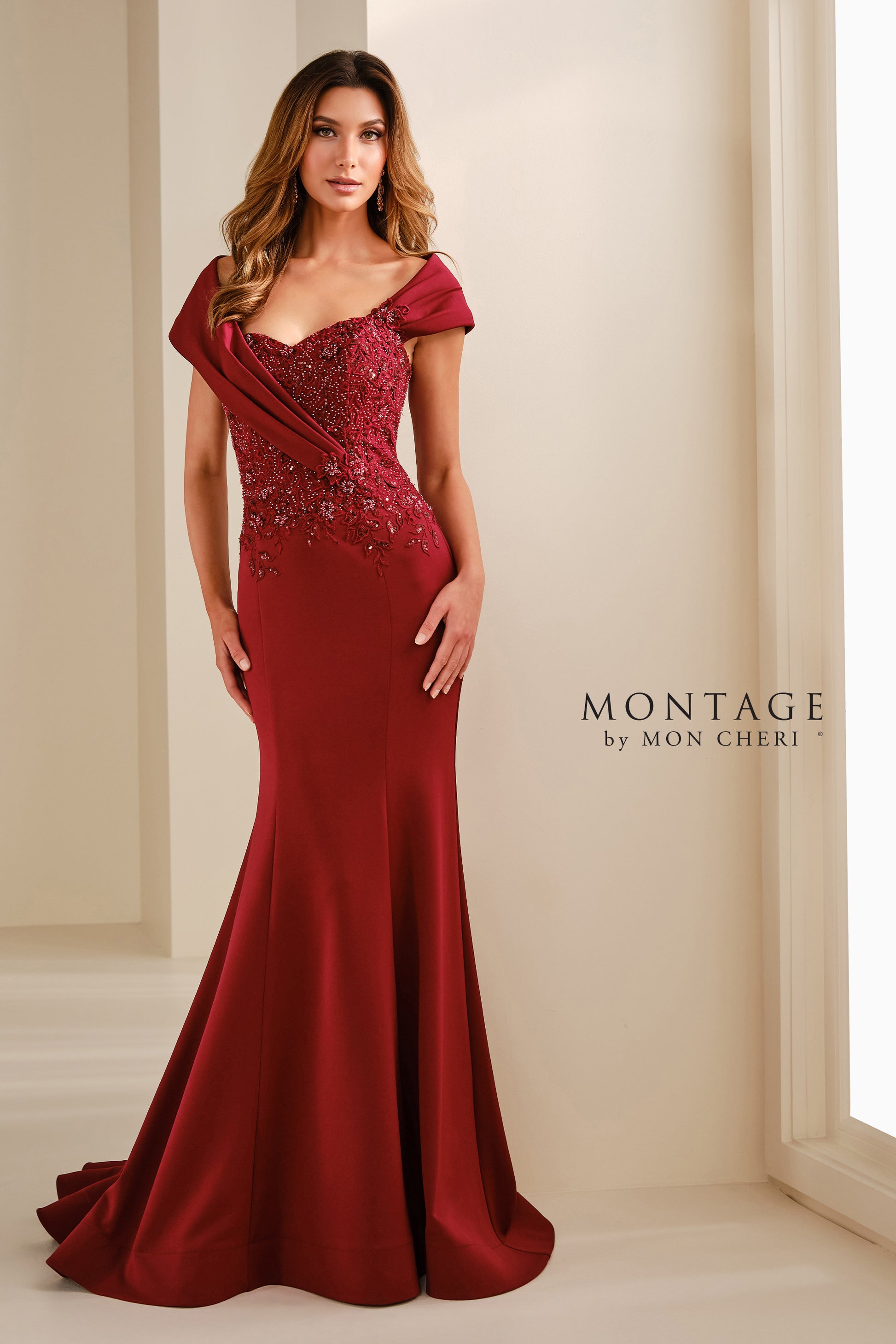 Montage M3108 Long Formal Sequin Lace Evening Dress
