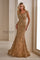 Mother of the Bride Dresses Mermaid Long Mother of the Bride Formal Sequin LaceDress Antique Gold