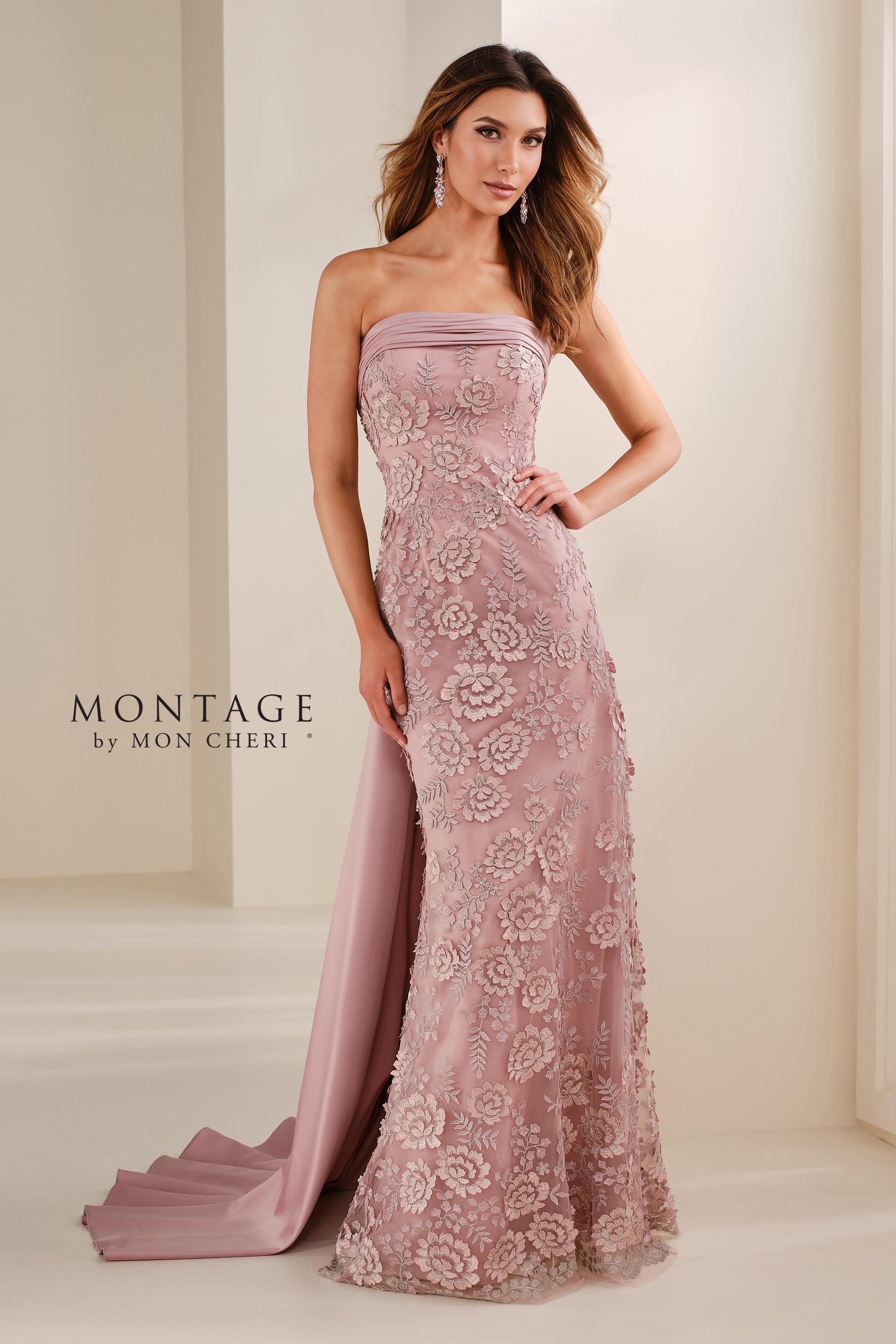 Montage M3110 Long Pleated Formal Fitted Evening Dress - Black/Pewter / 6 Montage M3110 Long Pleated Formal Fitted Evening Dress - Black/Pewter / 6