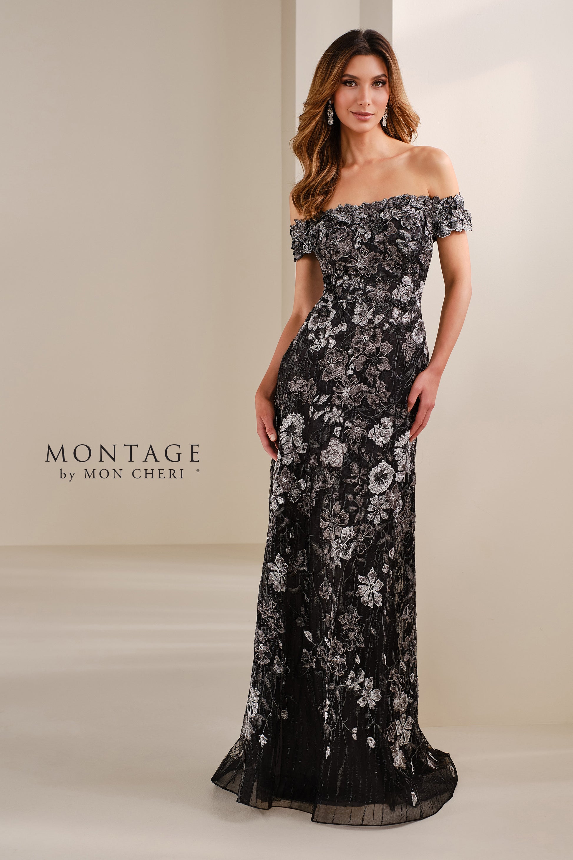 Montage M3112 A Line Long Formal Sequin Evening Gown