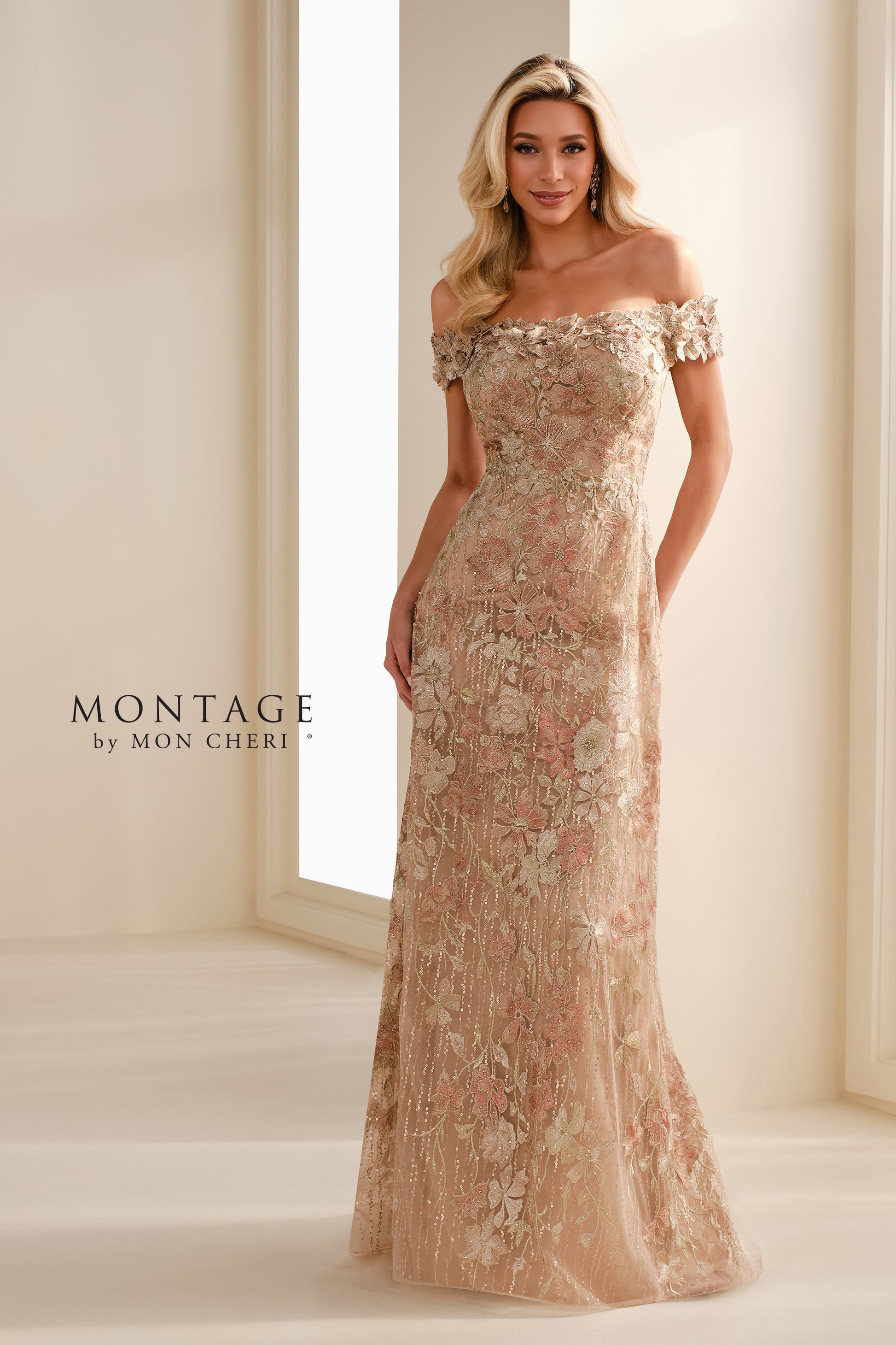 Montage M3112 A Line Long Formal Sequin Evening Gown