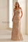 Formal Dresses A Line Long Formal Sequin Evening Gown Rose/Gold