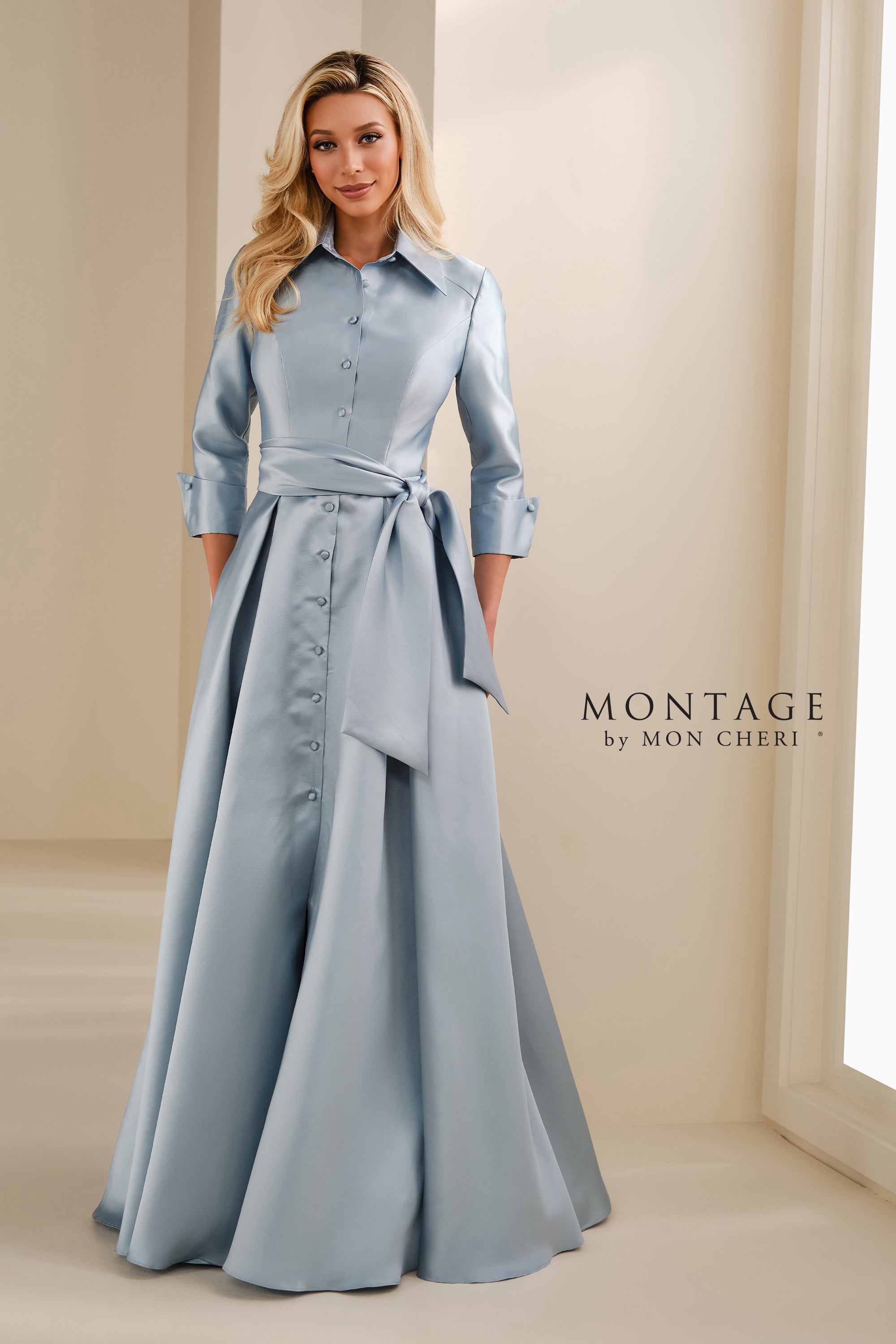 Montage M3114 Pleated Long Mother of the Bride A Line Formal Dress - Sapphire / 18 Montage M3114 Pleated Long Mother of the Bride A Line Formal Dress - Sapphire / 18