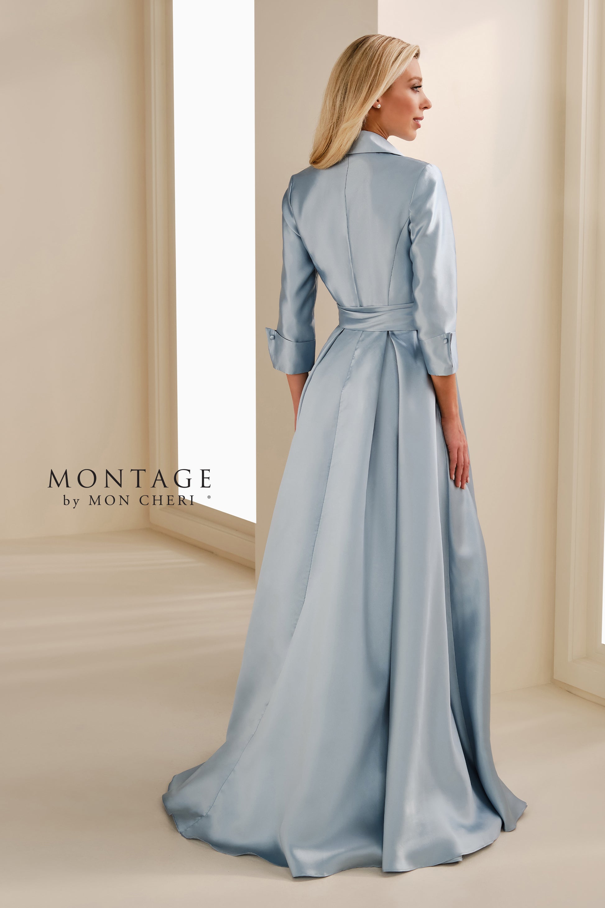 Montage M3114 Pleated Long Mother of the Bride A Line Formal Dress