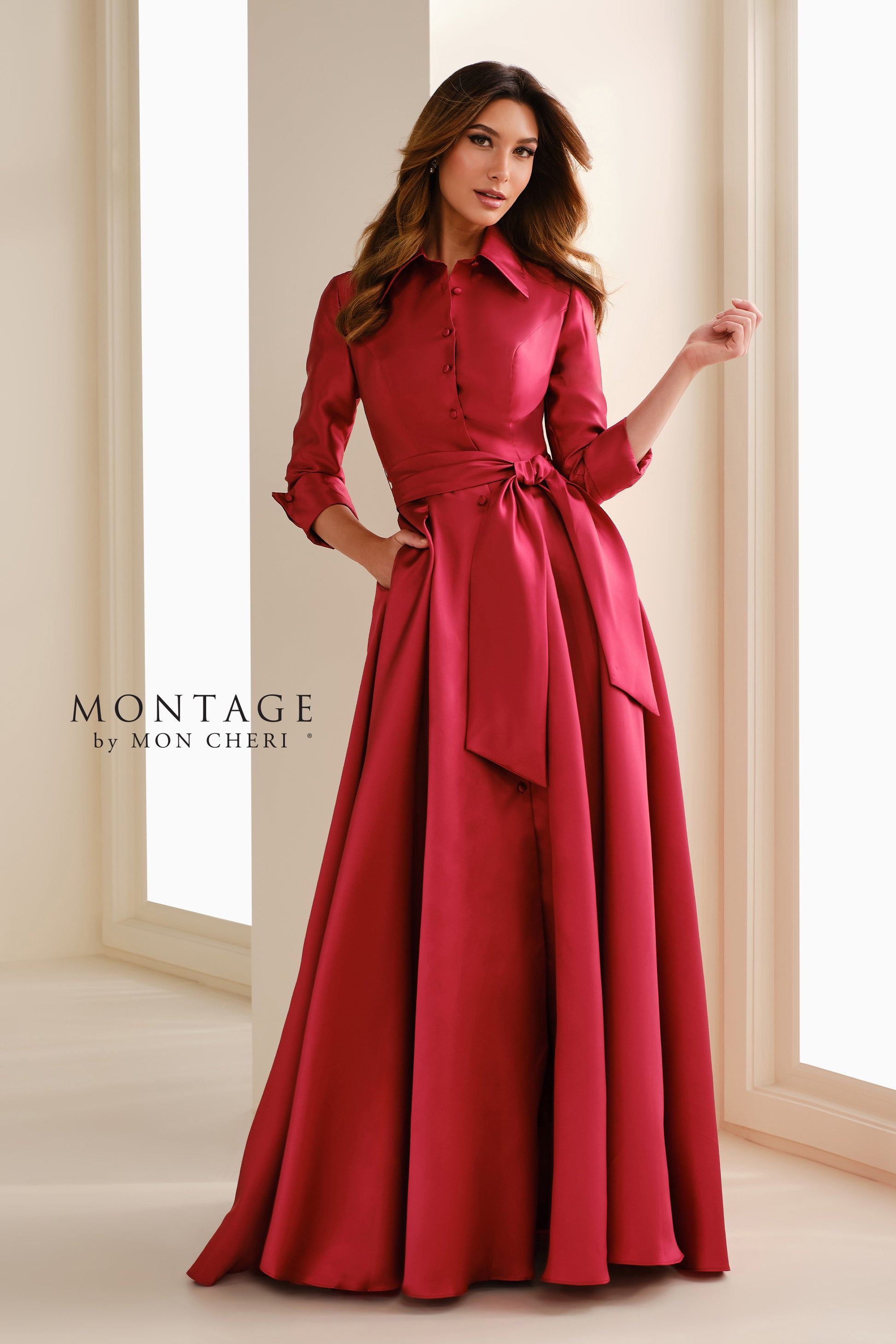 Montage M3114 Pleated Long Mother of the Bride A Line Formal Dress