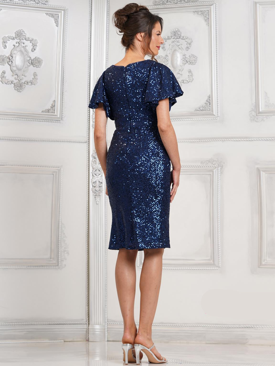 Mother of the Bride Dresses Short Sequin Cocktail Mother of the Bride Dress  Navy