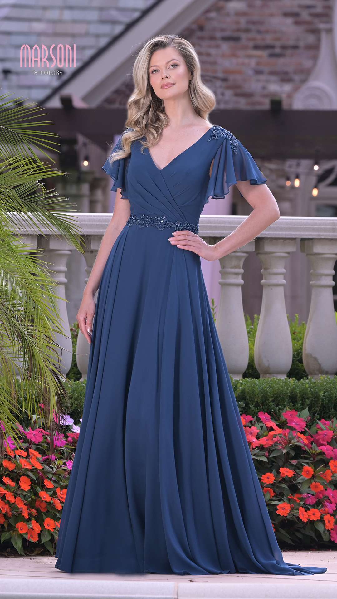 Marsoni M328  Modest A Line Long Formal Mother of the Bride Dress