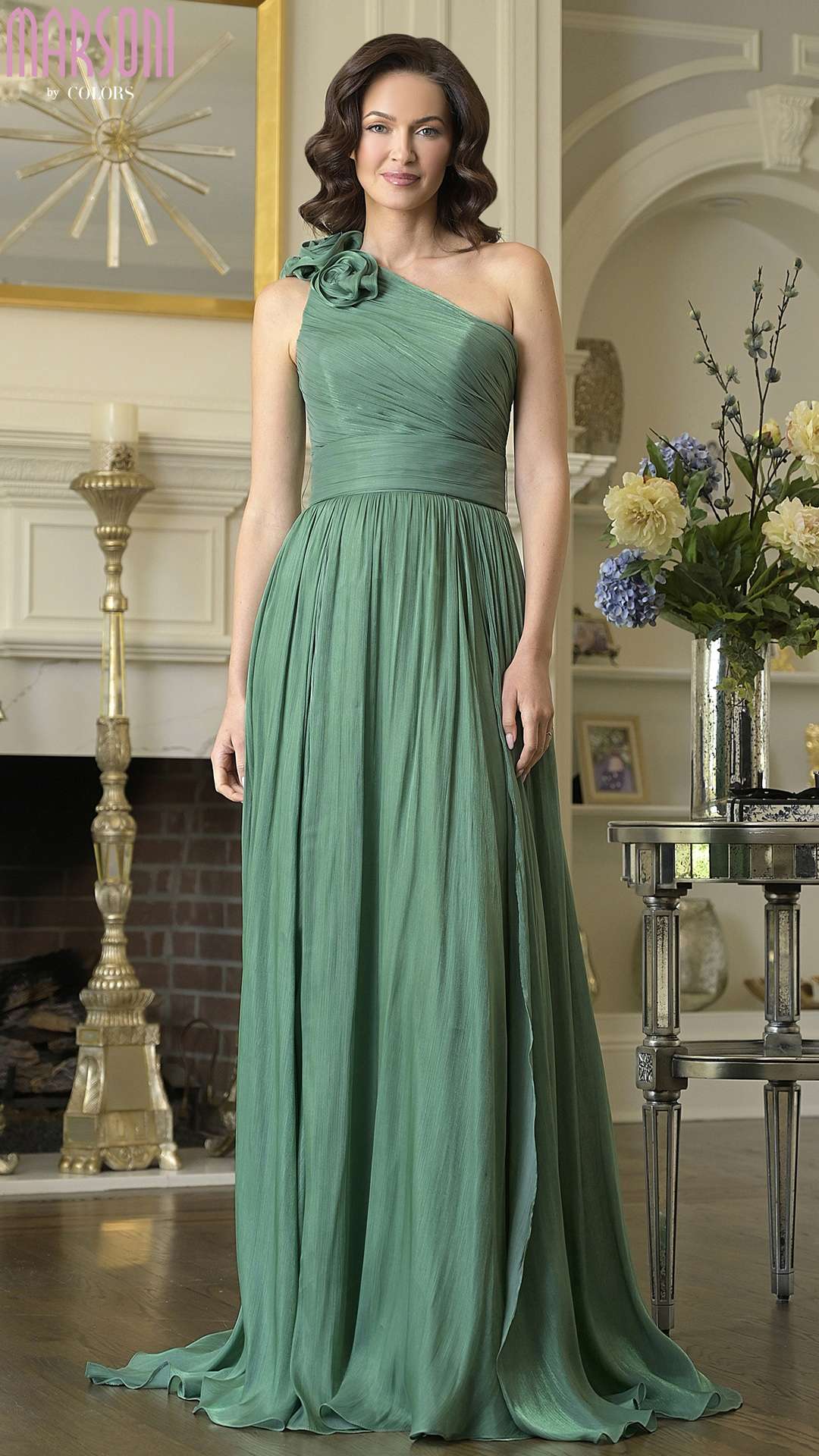 Formal Dresses Long Formal 3D Floral A Line Prom Dress Green