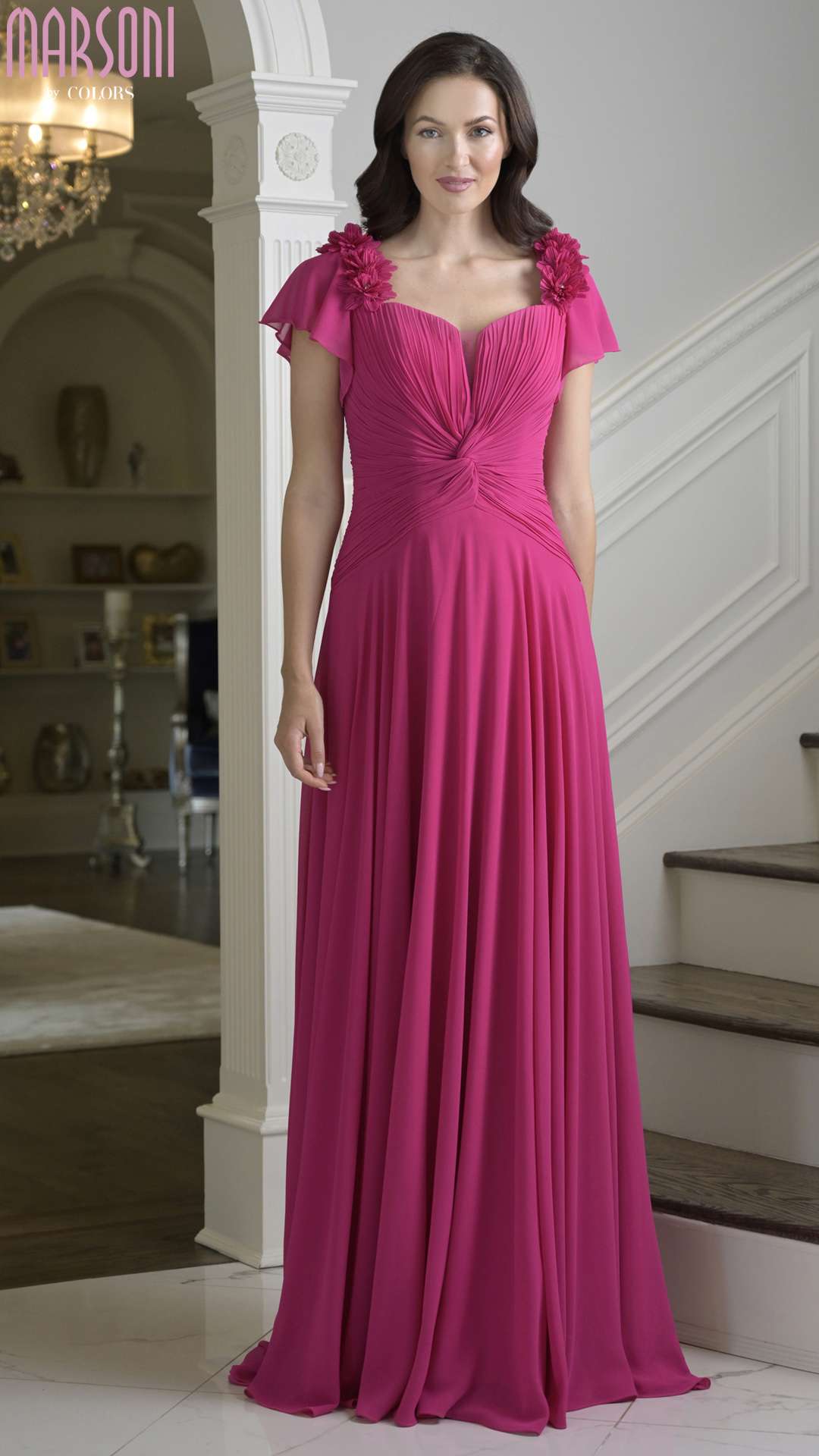 Mother of the Bride Dresses Long Formal 3D Floral A Line Mother of the Bride Dress Fuchsia
