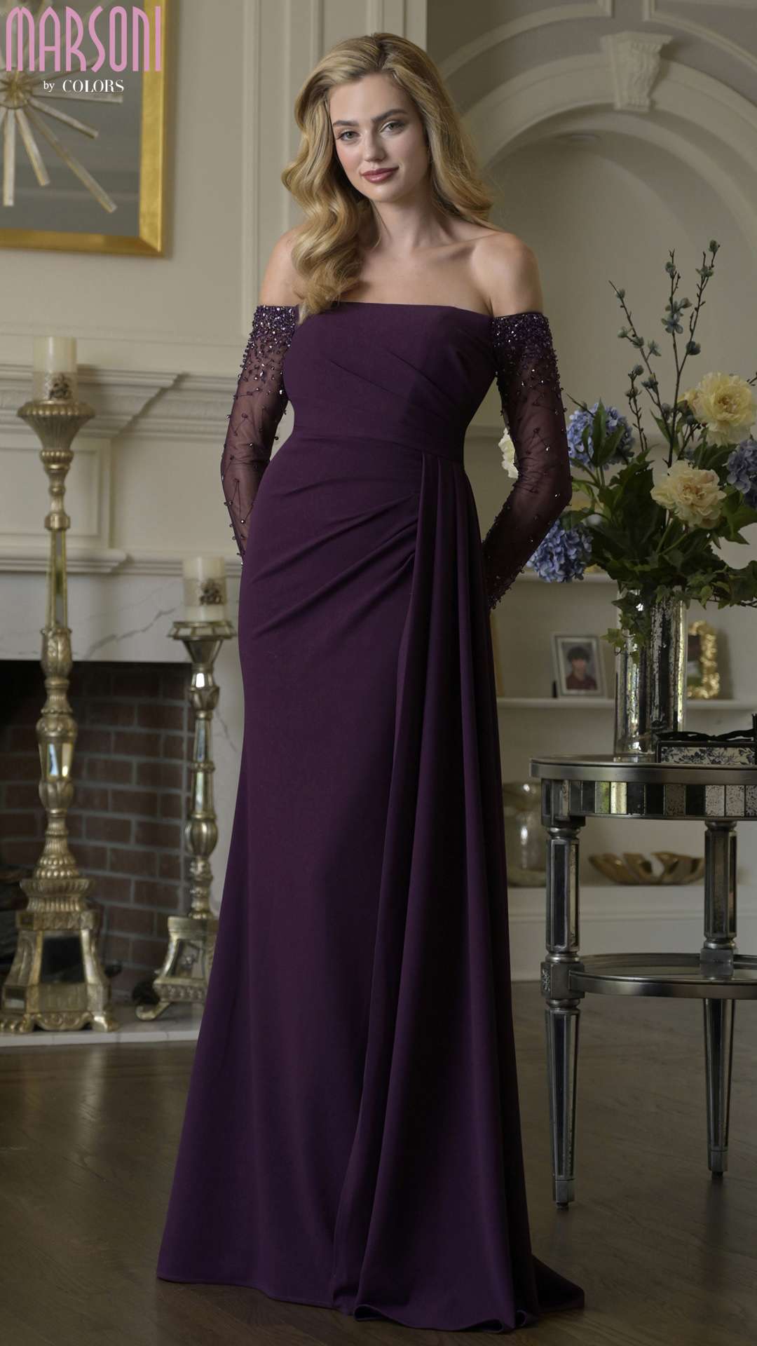 Prom Dresses Beaded A Line Long Formal Evening Dress Eggplant