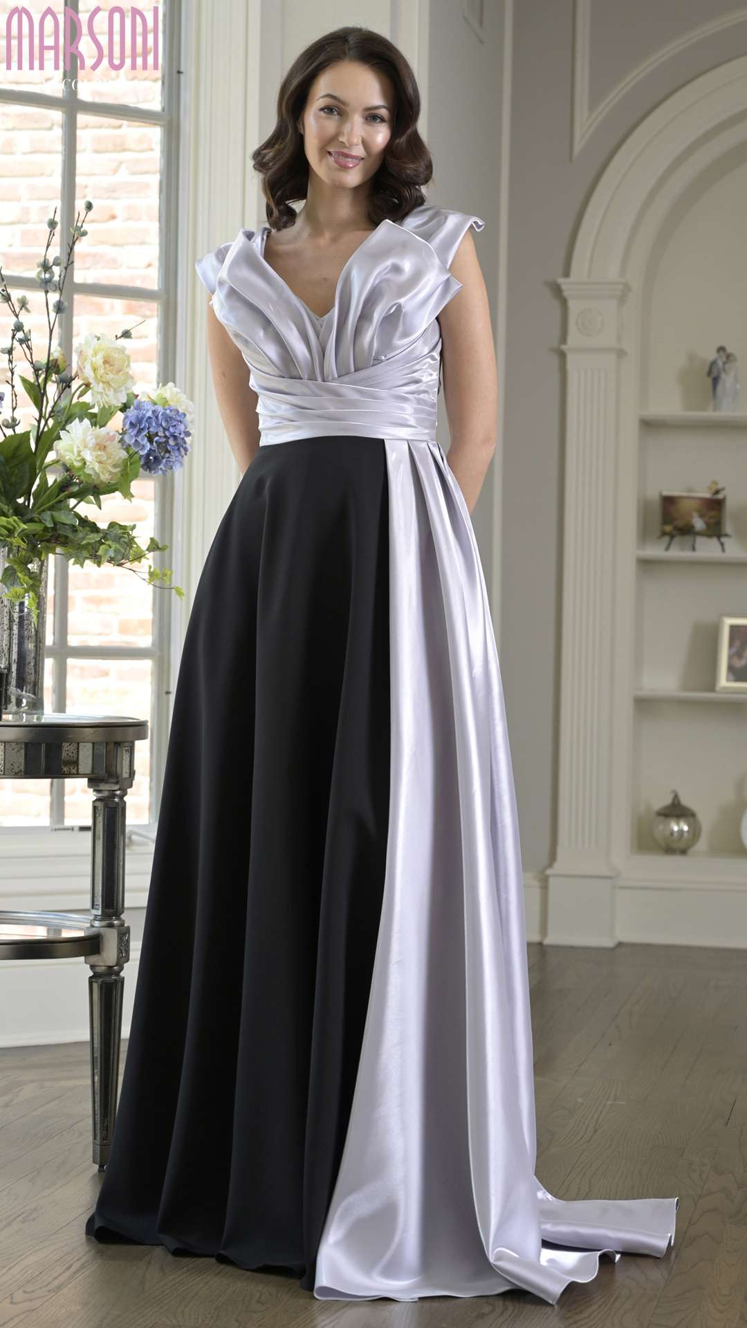 Formal Dresses Long Prom Ruffle A Line Formal Dress Black Silver