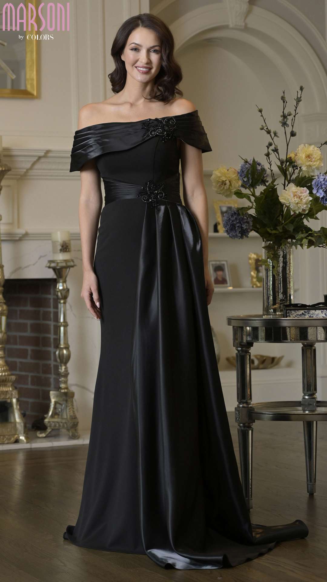 Formal Dresses Beaded Fitted Ruffle Long Prom Formal Dress Black