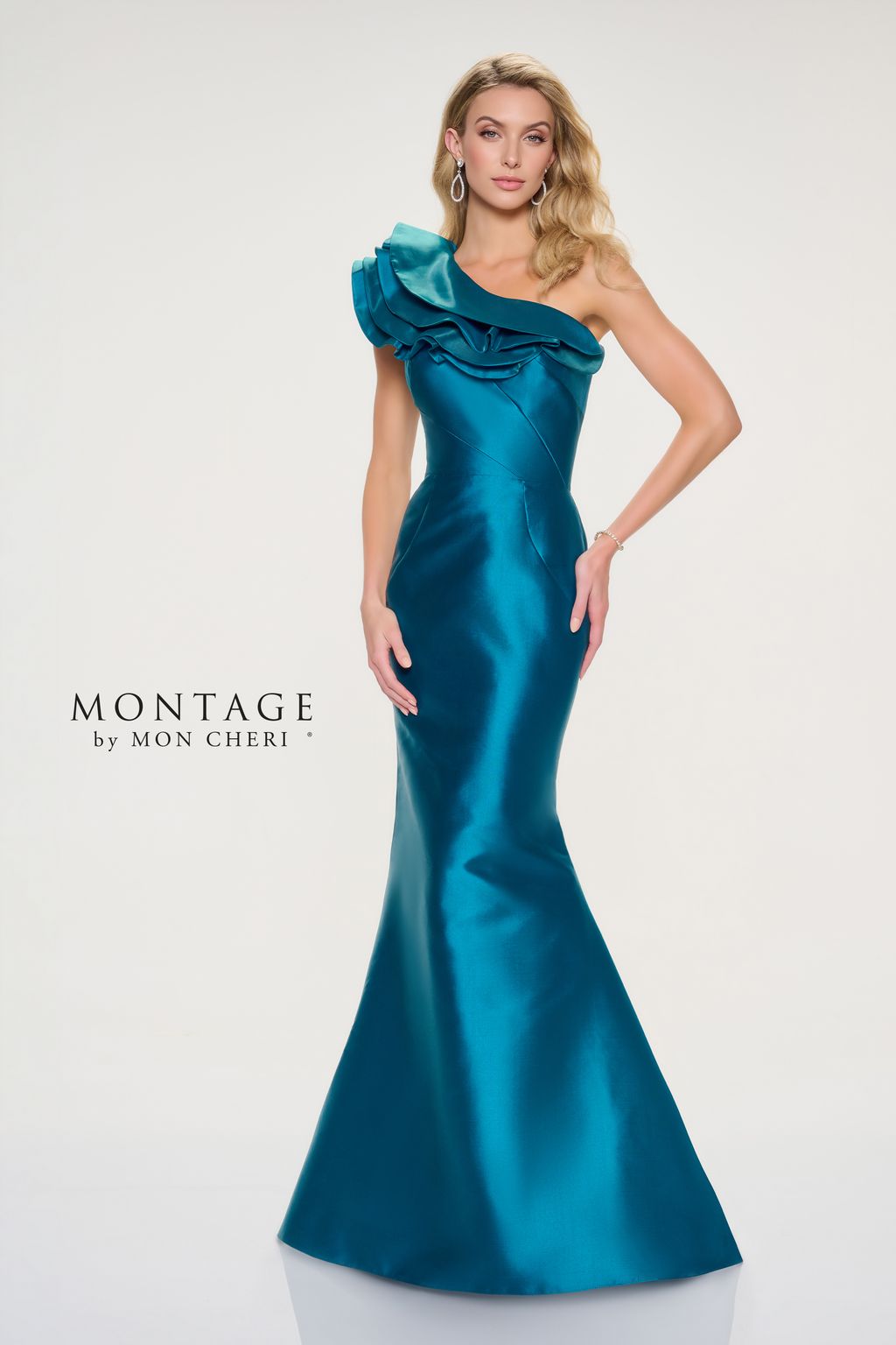 Montage M844 Mermaid Long Evening Formal Dress - Teal / 14 Montage M844 Mermaid Long Evening Formal Dress - Teal / 14