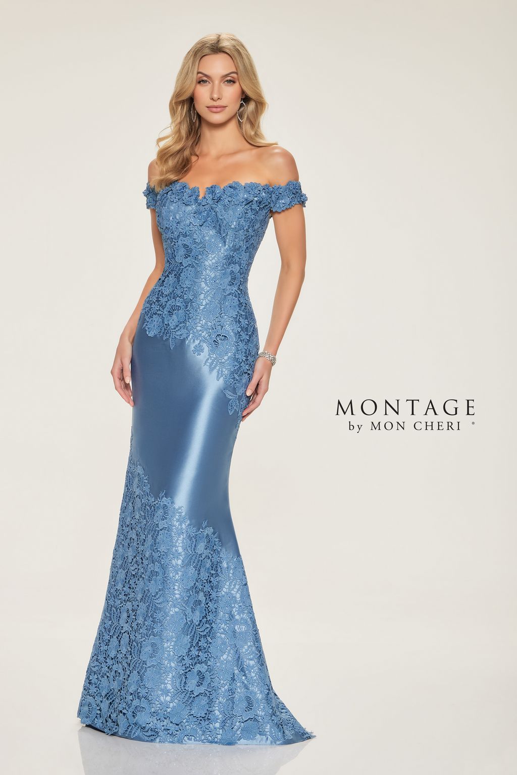 Montage M846 Long Evening Fitted Mermaid Floral Formal Dress