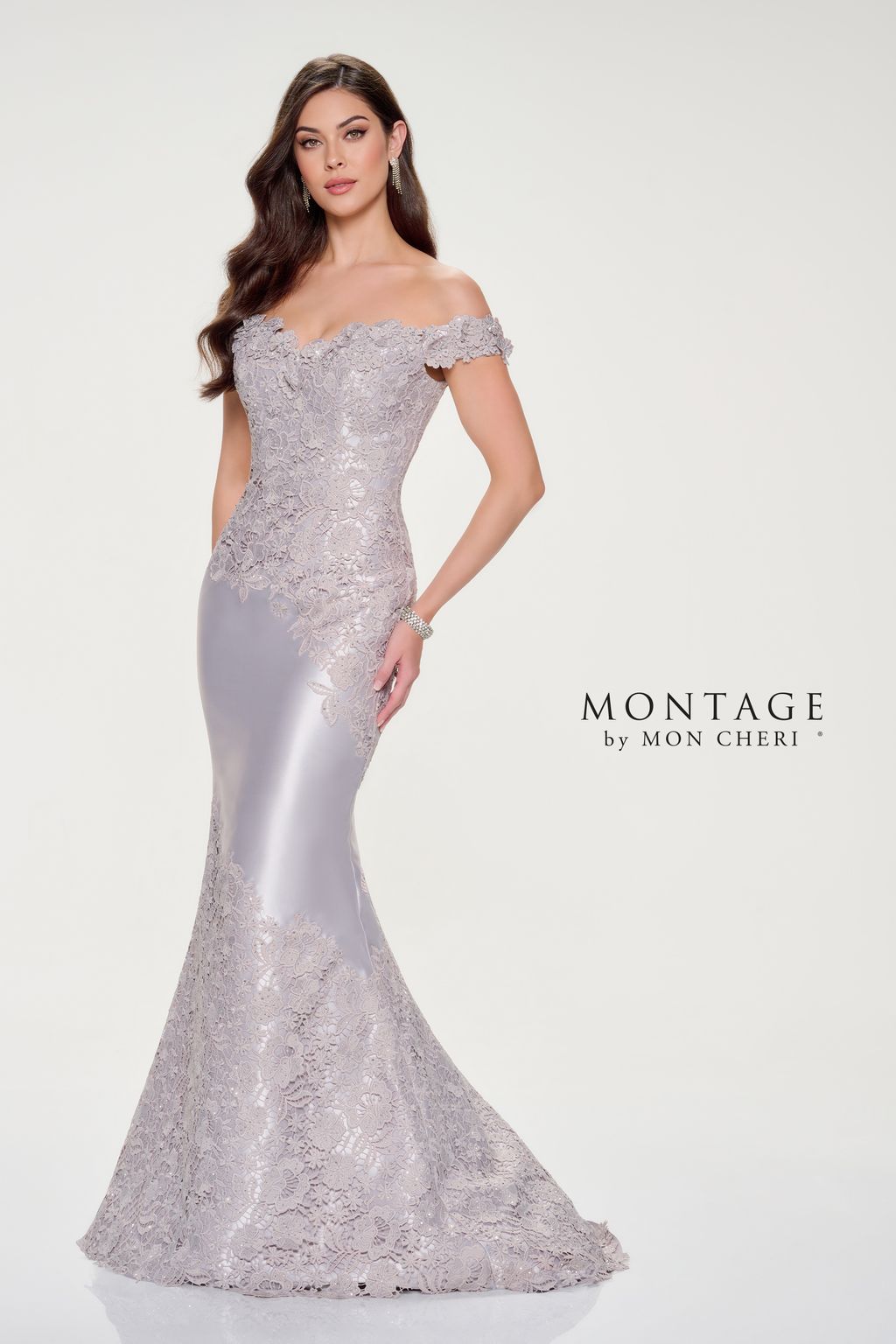 Formal Dresses Long Evening Fitted Mermaid Floral Formal Dress  Pearl Gray