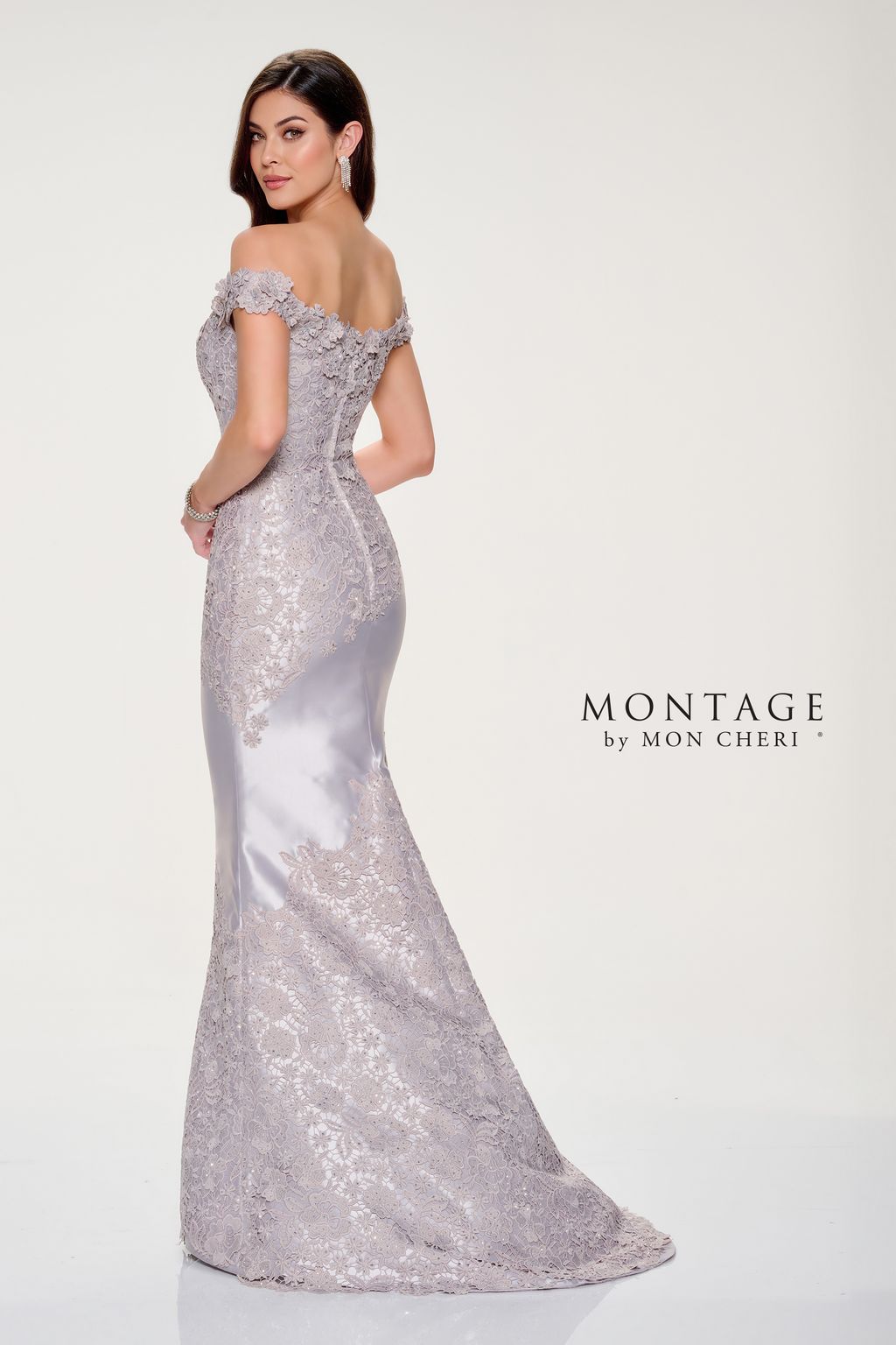 Montage M846 Long Evening Fitted Mermaid Floral Formal Dress