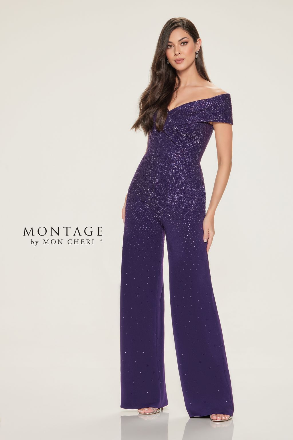 Jumpsuit Long Wide Leg Evening Formal Jumpsuit Dark Amethyest