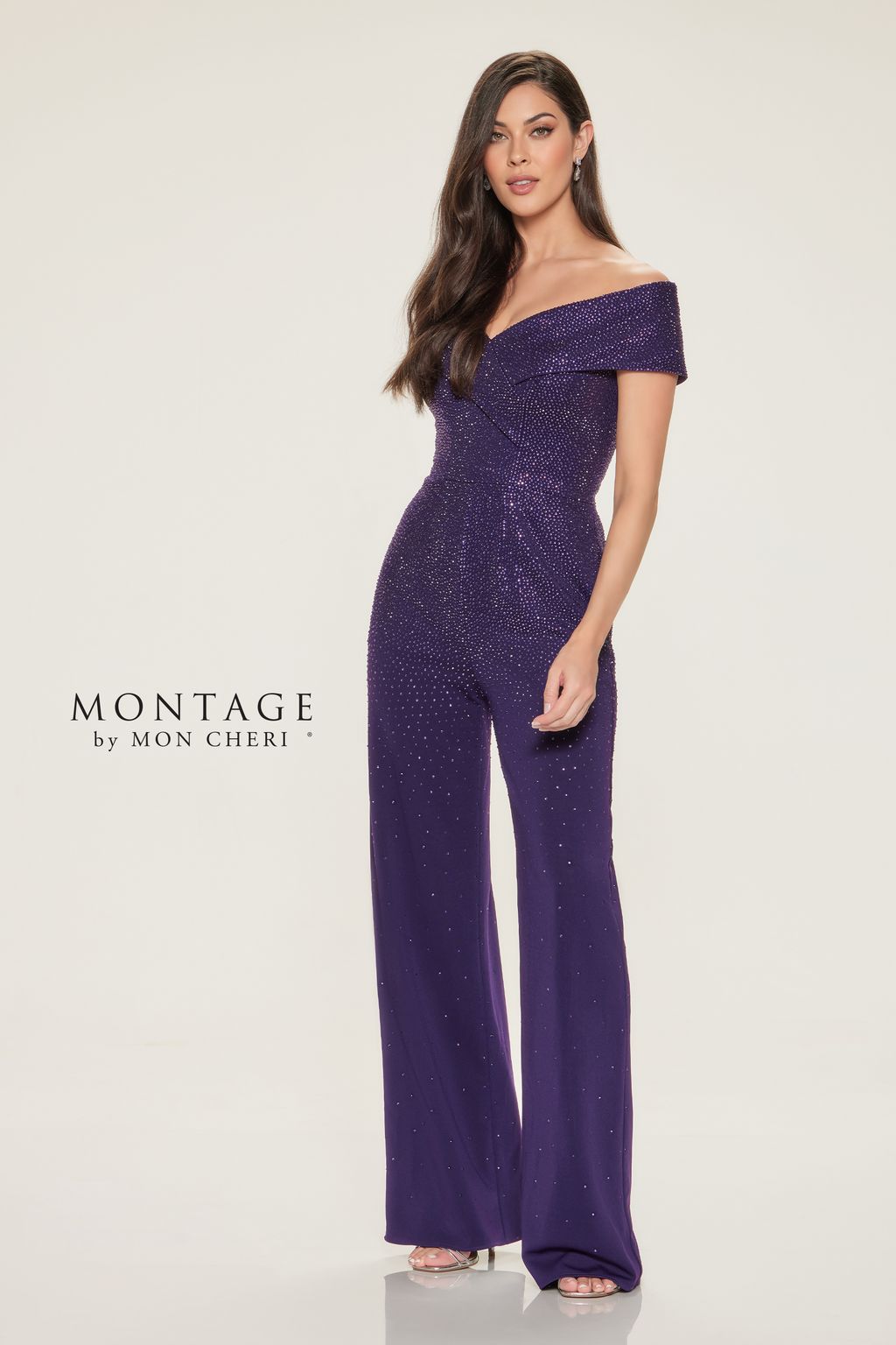 Jumpsuit Long Wide Leg Evening Formal Jumpsuit Dark Amethyest