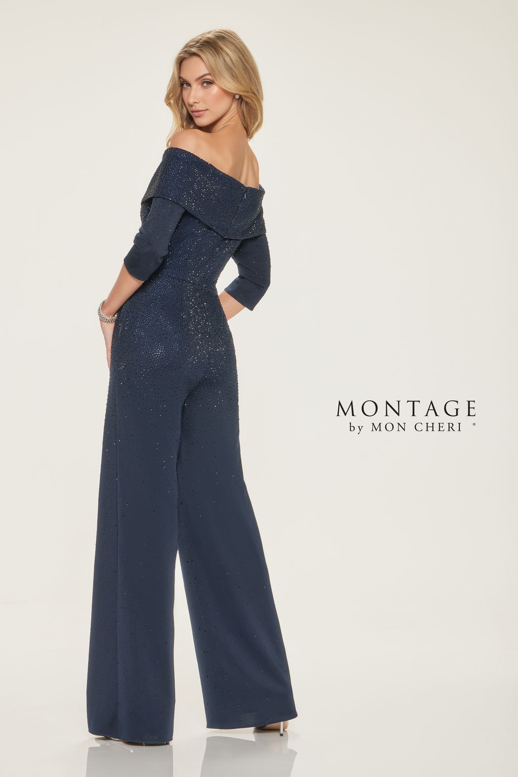 Jumpsuit Long Wide Leg Evening Formal Jumpsuit Navy Blue