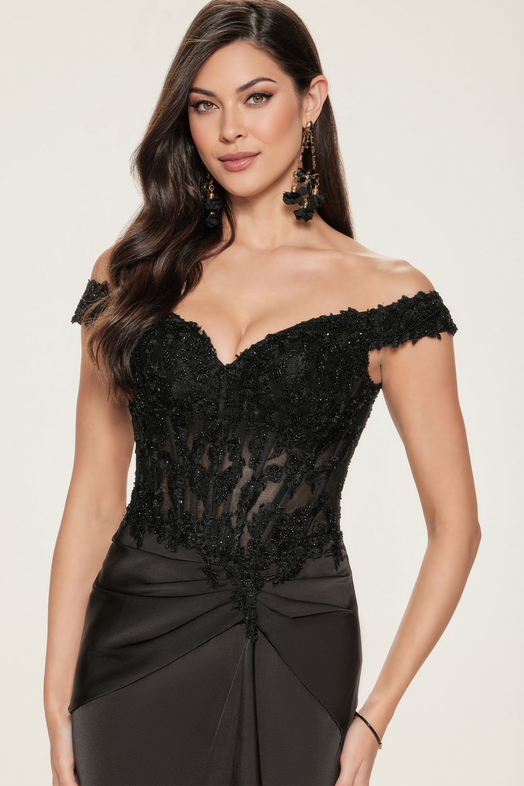 Montage M852 Beaded Long Lace Formal Dress