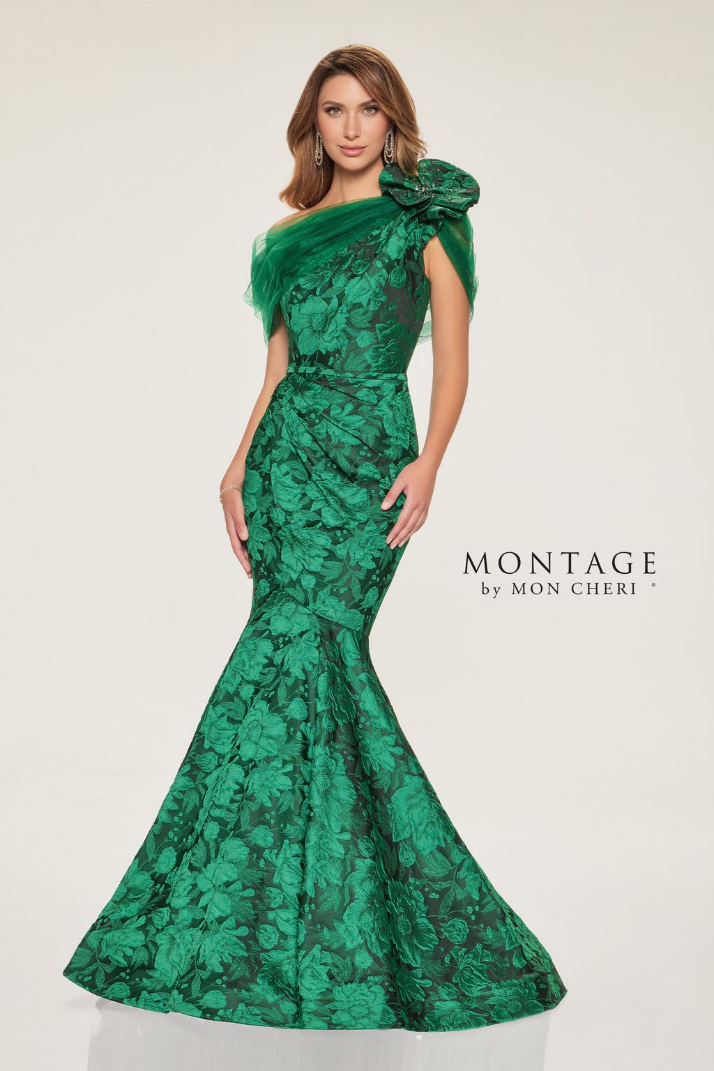 Montage M853 Fitted Long Beaded Belt Formal Dress