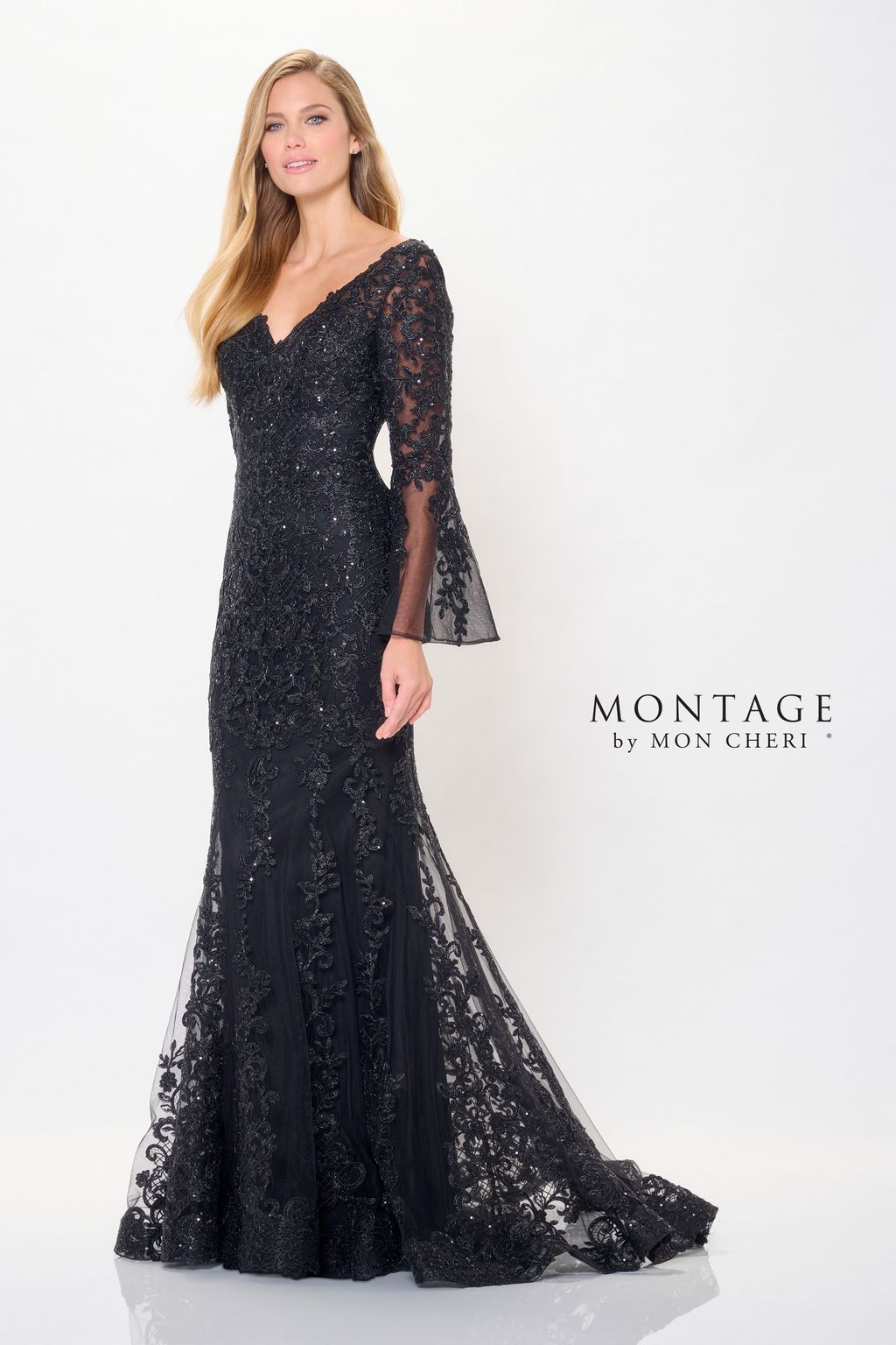 Montage M906 Sequin Long Formal Removable Sleeve Evening Dress - Gold / 12 Montage M906 Sequin Long Formal Removable Sleeve Evening Dress - Gold / 12