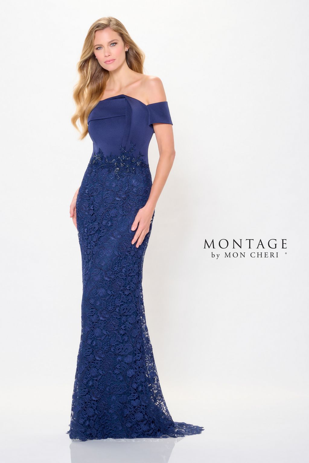 Montage M907 Long Beaded Sequin Formal Evening Dress