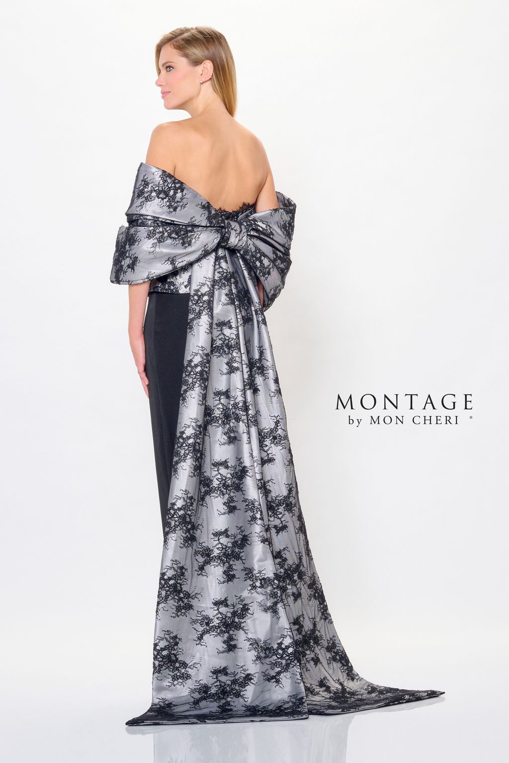 Montage M908 Long Formal Fitted Peplum Evening Dress