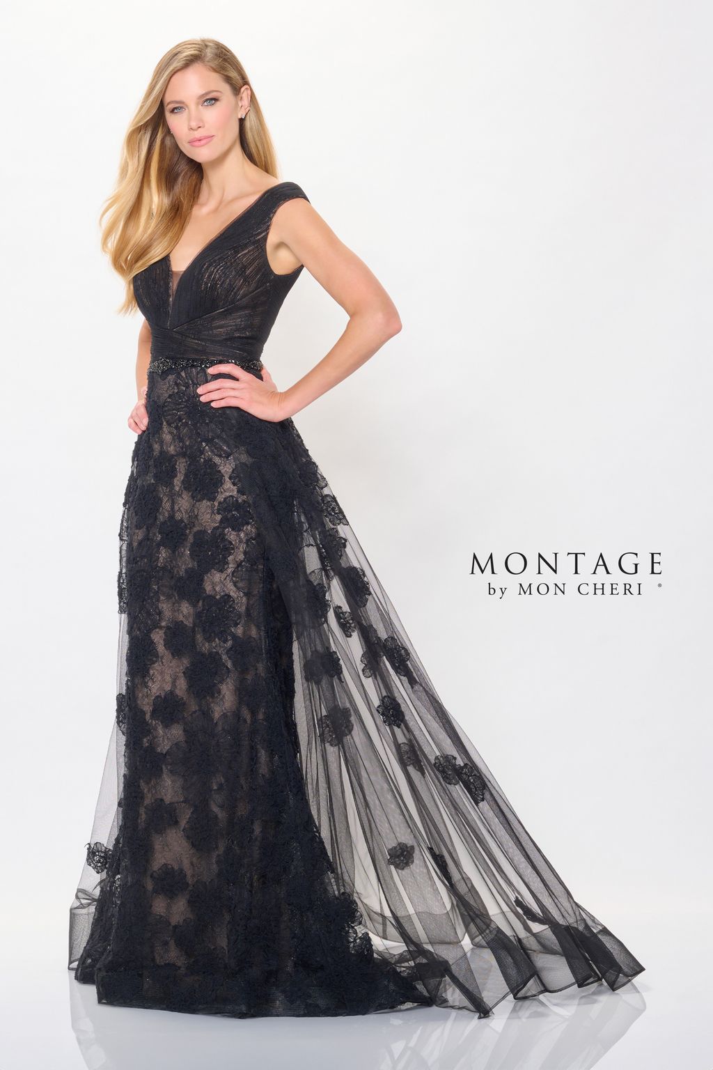 Montage M909 Long Formal Detachable Train Evening Dress