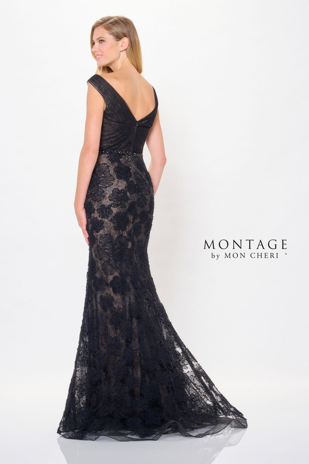Formal Dresses Long Formal Detachable Train Evening Dress Black/Nude