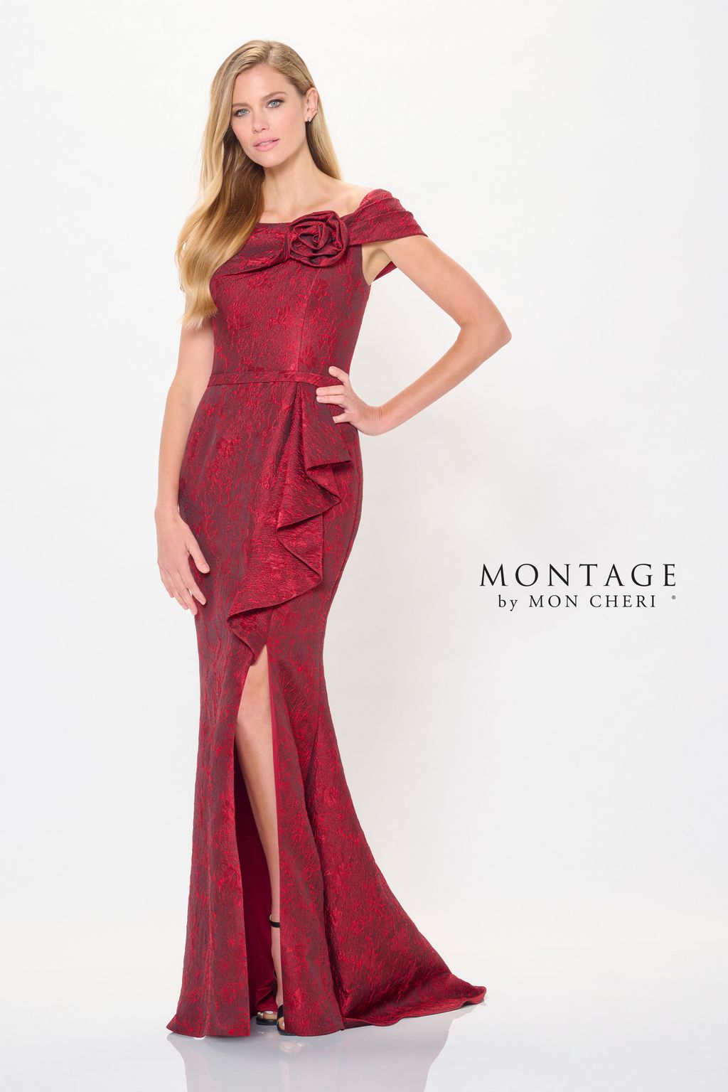 Montage M910 Lone Beaded Evening Formal Dress - Navy Blue / 18 Montage M910 Lone Beaded Evening Formal Dress - Navy Blue / 18