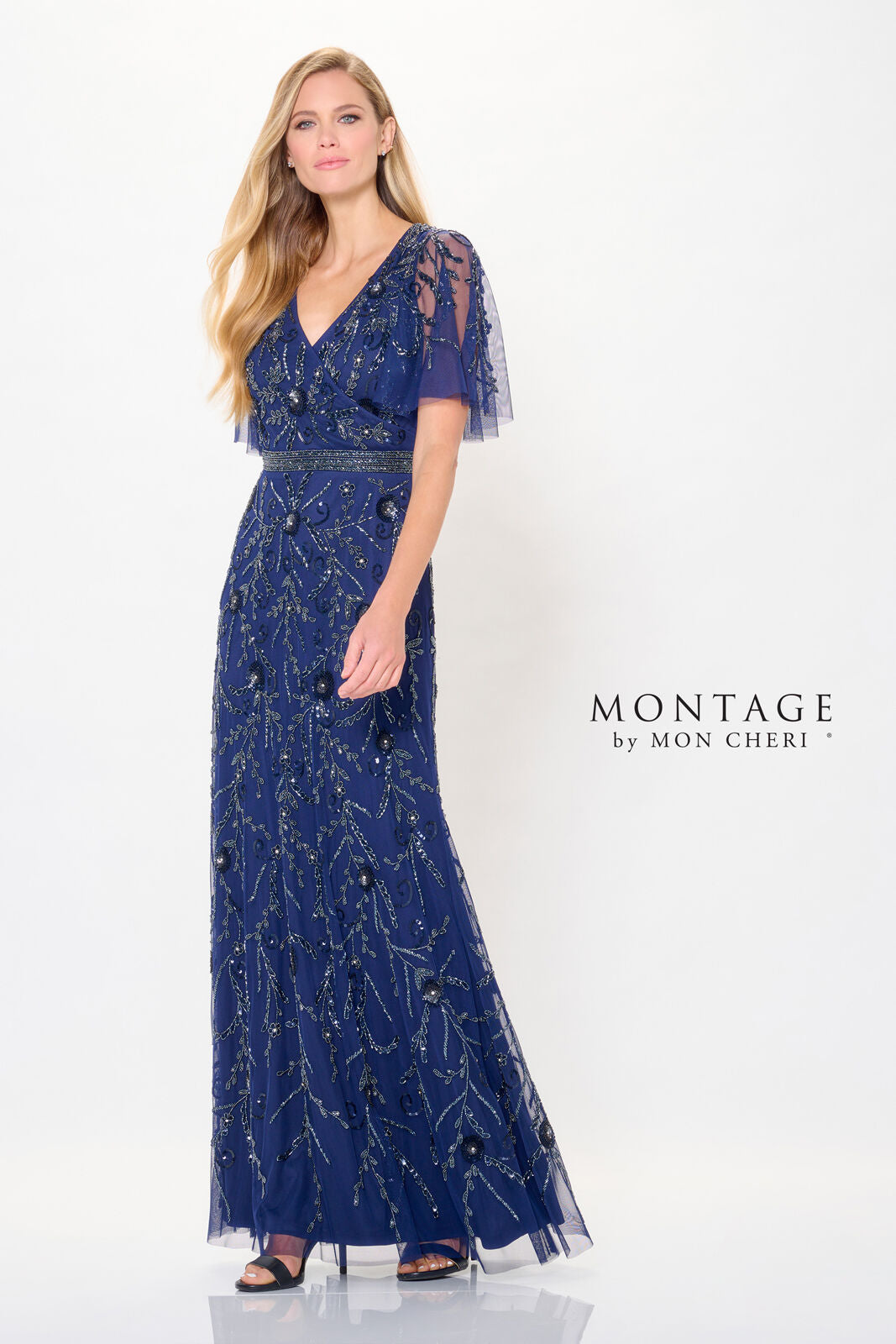 Montage M912 Long Formal Beaded A Line Mother of the Bride Dress