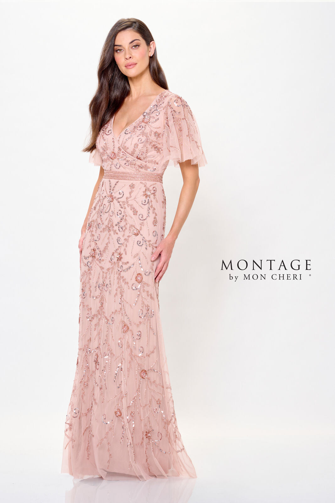 Montage M912 Long Formal Beaded A Line Mother of the Bride Dress