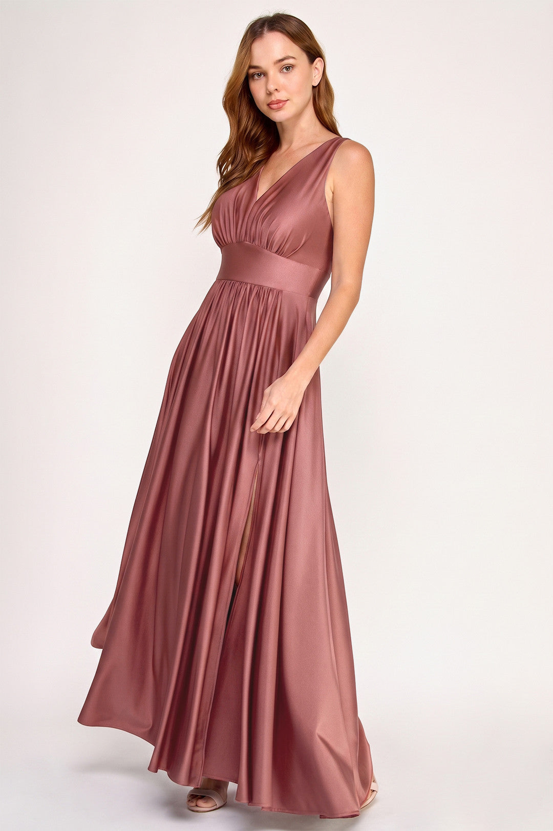 V-Neck Floor-Length Jersey Formal A-Line Lenovia 3120